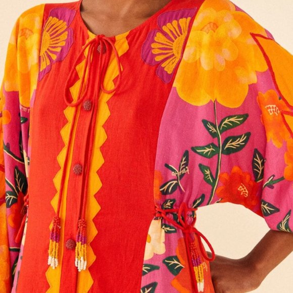 FARM Rio Sunset Patchwork Maxi Dress Tropical Dopamine - Picture 4 of 16